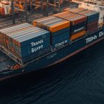 I need image for Facebook post about modern trans Egypt company shipping and cargo I need name of company write on container and ship 150x150