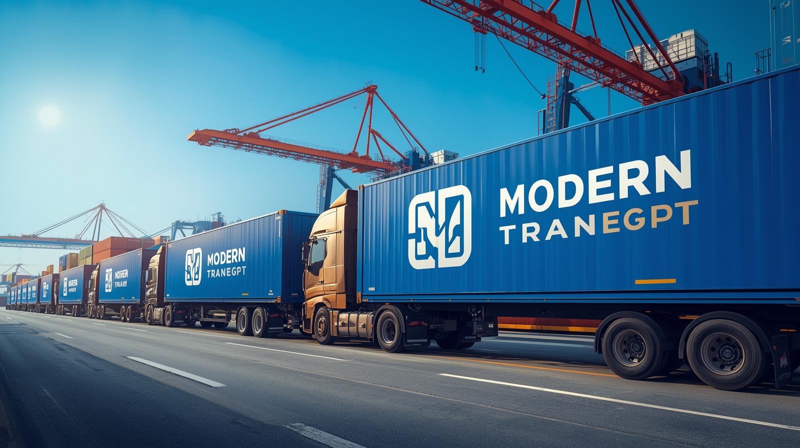 I need image for Facebook post about modern trans Egypt company shipping and cargo I need name of company write on container type full name modern trans Egypt 2